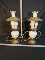 2 Vintage milk glass lamps