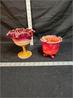 2 ruby imperial glass dishes