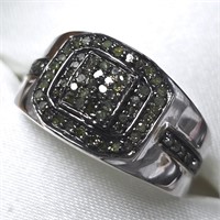 $600 Silver Black Diamond(0.3ct) Ring