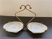 Vintage Fancy Iron Double Shell Dish