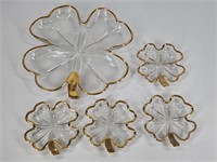 VINTAGE SHAMROCK SNACK SET GOLD & CLEAR