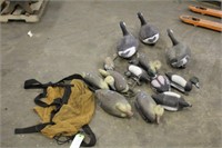 (13) Assorted Duck & Goose Decoys W/ Bag