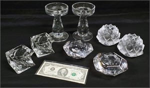 8pc LEAD CRYSTAL GLASS CANDLE STICK HOLDER 4 SETS