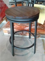 Lot of 9 Quality Swivel Metal Stools w/Wood Seats