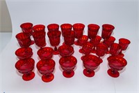 Collection of Vintage Cranberry Glasses