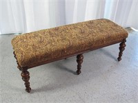 Wooden Bench w/ Yellow Floral Fabric