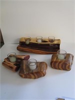Hand Carved Juniper Wood Candle Holders