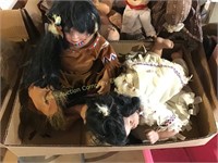 Native American porcelain doll and baby