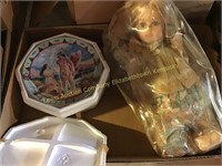 Unknown doll & Hamilton collection plate Feather