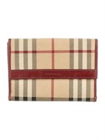 Burberry Plaid Print Compact Wallet
