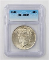 1923 ICG MS64 Graded Silver Peace Dollar Coin