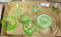 FLAT OF ASSORTED VASELINE GLASSWARE