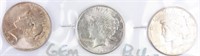 Coin 3 Peace Silver Dollars 1923-P, D & S BU