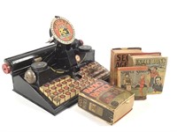 MAR Tin Typewriter Toy & 3 Big Little Books 1930's
