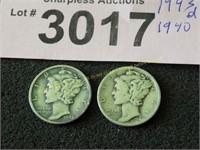 1943 D and 1940 Mercury silver dimes