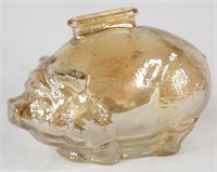 Golden Iridescent Glass Piggy Bank