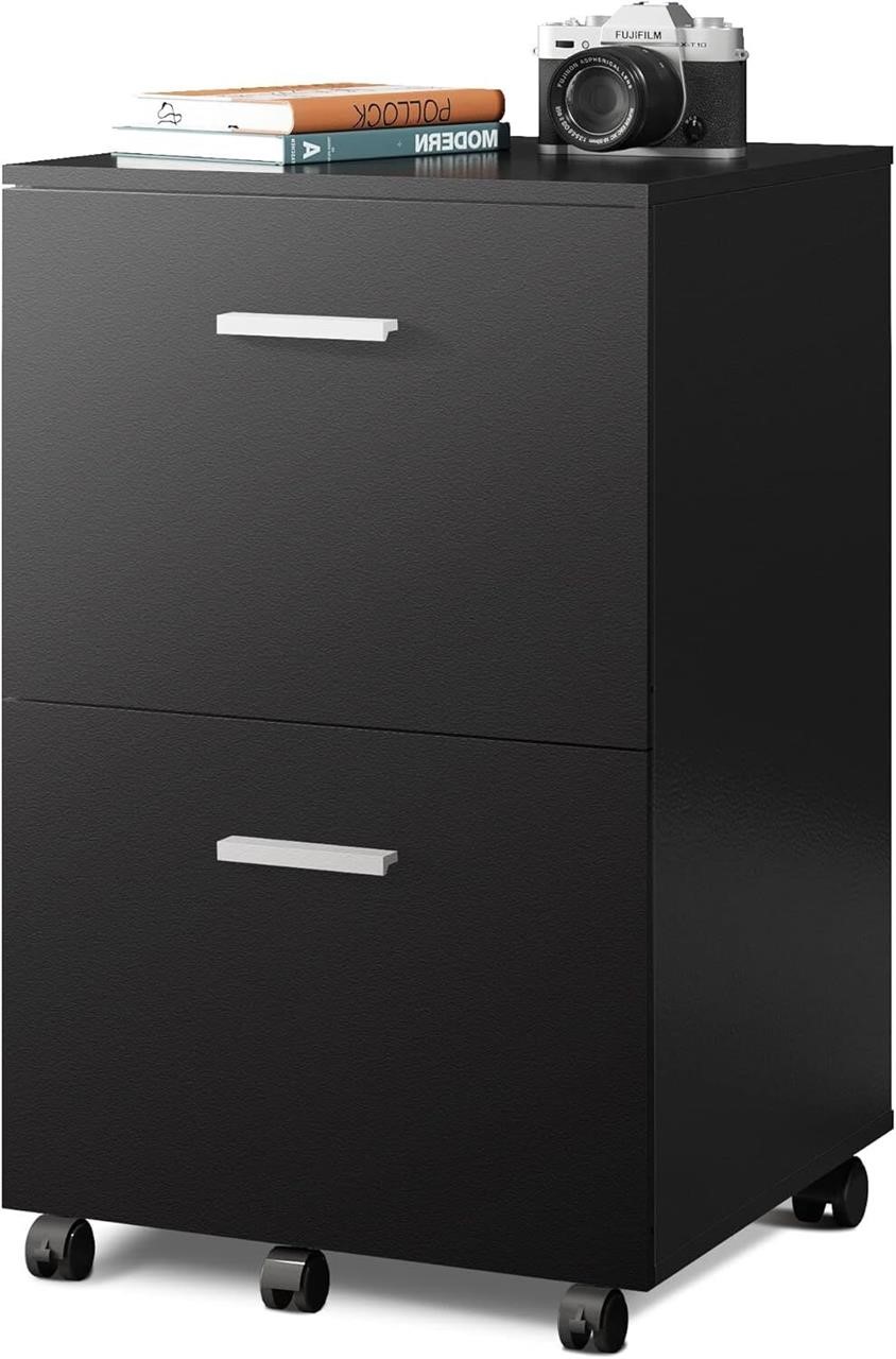 2 Drawer Cabinet  15.6Dx16.2Wx26.4H  Black