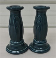 Fiesta Post 86 tapered pair candle holders,