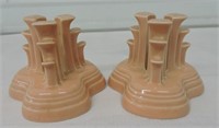 Fiesta Post 86 pyramid pair candle holders,