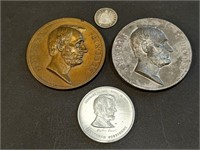 Three large antique Abraham Lincoln medals