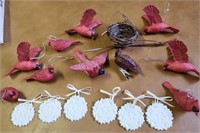 Ornaments, cardinals & Snowflakes