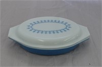 Vintage Pyrex Snowflake Blue Oval