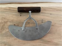 Vintage Cast Steel Wood Handled Ulu Knife