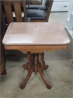 2' Ft x 18" Marble Top Walnut End Table
