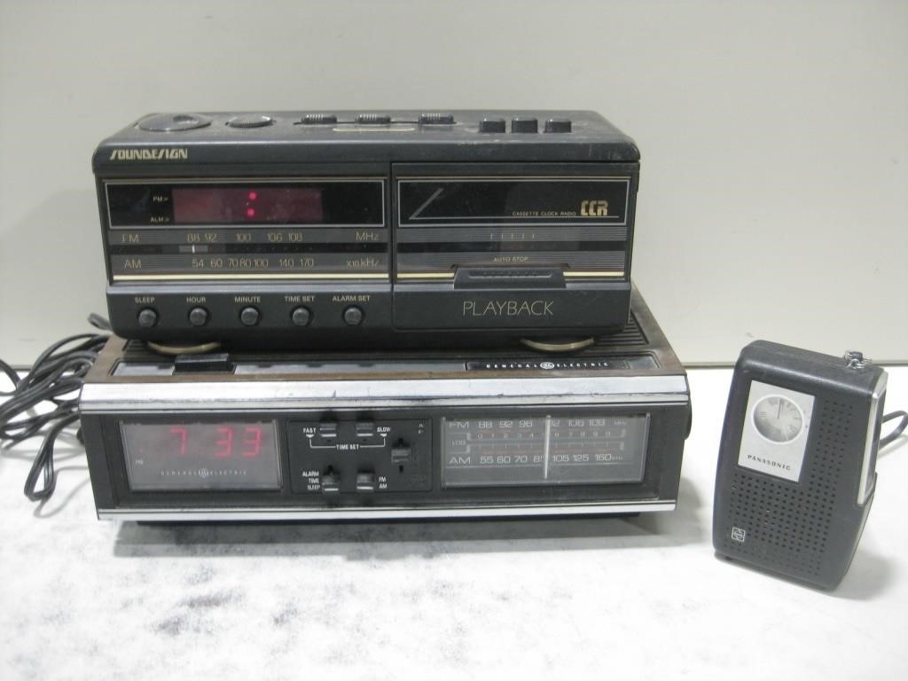 Two Vtg Radio Clocks W/Handheld See Info