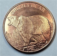 1 Oz .999 Copper Grizzly Bear