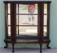 MAHOGANY CURVED GLASS CHINA CABINET, CURVED