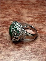 Green Malachite Stone Sterling Silver .925 Ring
