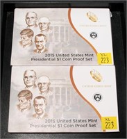 2- 2015 Proof Presidential dollar sets