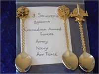 3 Canadian Forces Souvenir Spoons-Army, Navy &
