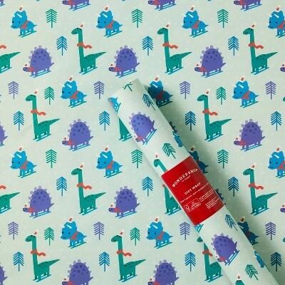 $7220 sq ft Dinosaurs Gift Wrap Blue - Wondershop