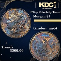 1897-p Morgan Dollar Colorfully Toned 1 Grades Cho
