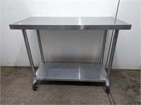 MOBILE STAINLESS STEEL WORK TABLE, 48" X 24" X 38.