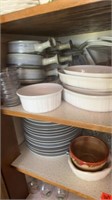 TOP 4 SHELVES-GLASSWARE, CORNINGWARE