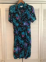 VINTAGE STUART ALAN PETITES PRINTED DRESS SIZE 10