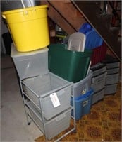 Large Qty of storage totes and mini chests in