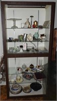 Very nice curio cabinet AND contents lot: