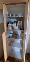 Four door storage cabinet and contents: (3)