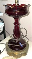 Art Deco Red Ruby Glass Table Lamp with Shade