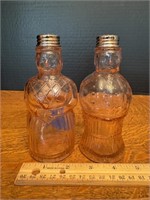 Vintage Imperial Pink Glass Maid & Butler Salt &