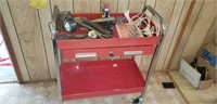 Red roll around Tool cart with tools