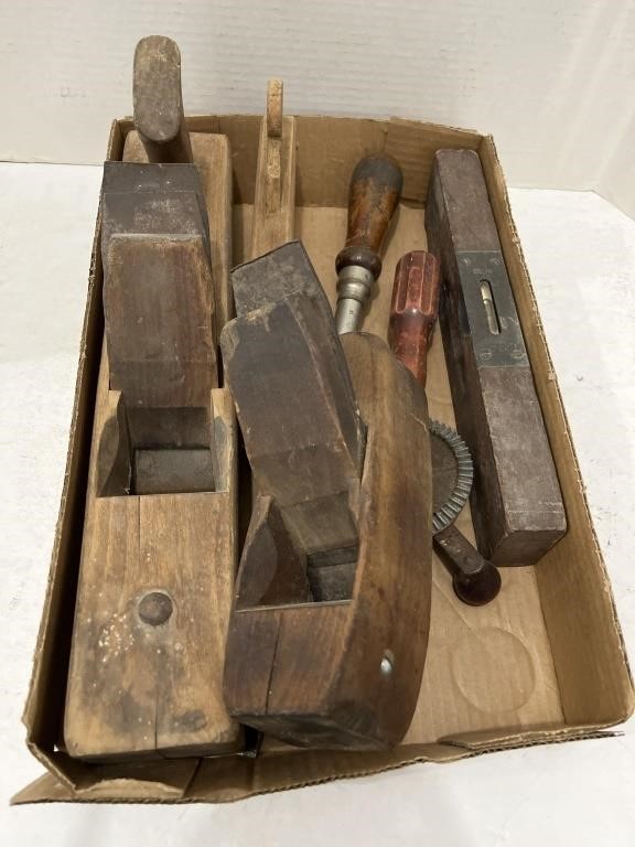 Flat of Antique Wood Working Tools