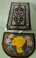 21x35 Oriental Rug, Hooked Rug With Cats And