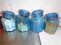 4 Blue Canisters