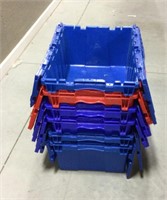 6 plastic storage bins