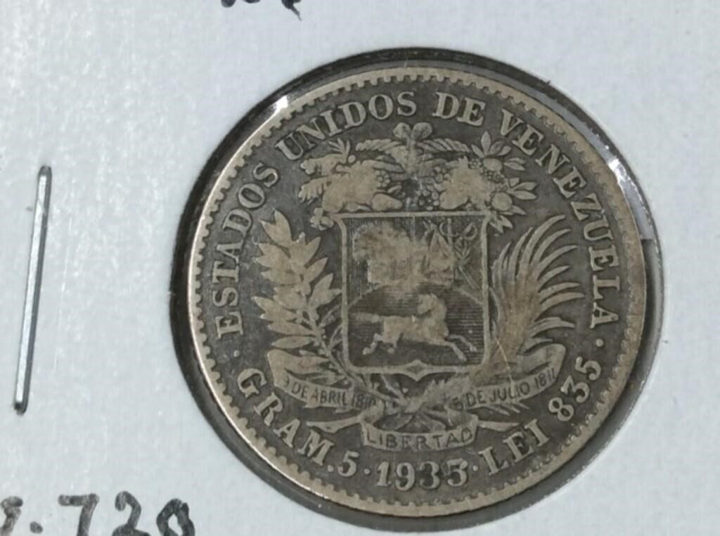1935 Venuzula 25 Bolivars .720 5gr